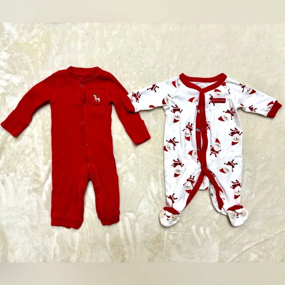 Hanna Andersson Carters Christmas Baby Sleeper Bundle Hat 7-Piece Lot Newborn 3M - Picture 3 of 7
